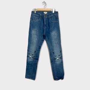 Pepaloves adorable cat embroidered jeans, size XS